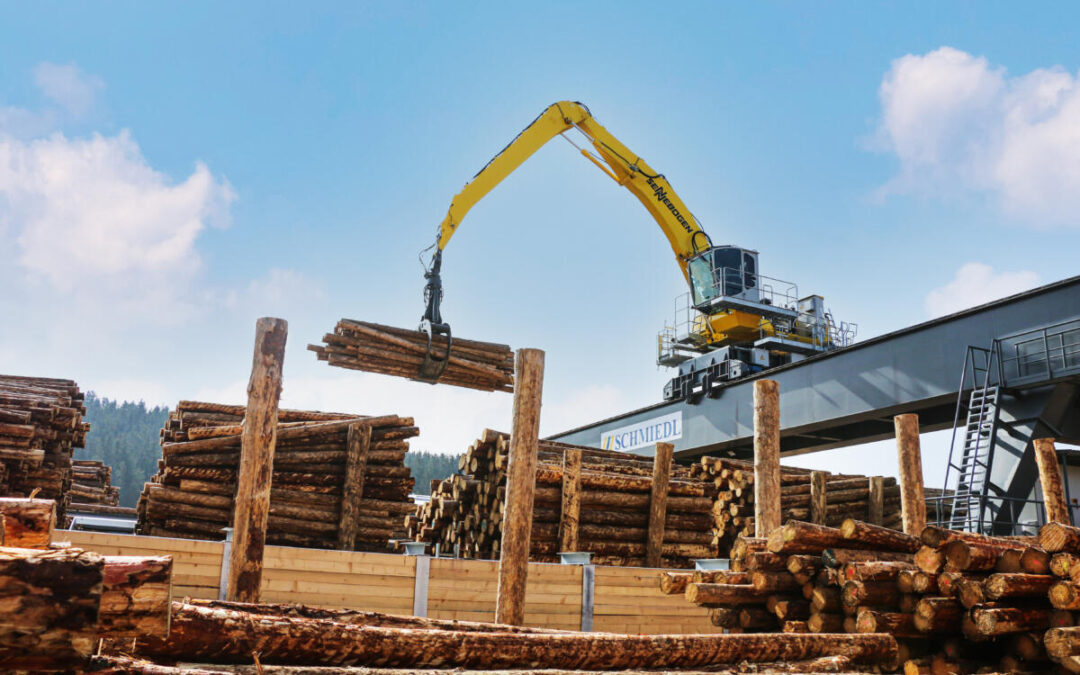 Electric SENNEBOGEN Material Handler Complements State-Of-The-Art Sawmill