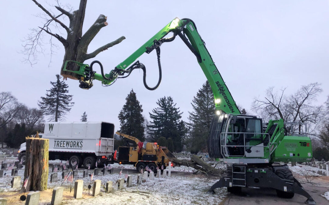 SENNEBOGEN 718 “Force Multiplier” Crushes Workload for Michigan Tree Service